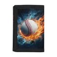 thumbnail image 1 of CHAQLIN Fire Flame Baseball Print Toddler Wallet for Sports, Polyester Kids Clutch Wallet with Slim Velcro Money Bag, 1 of 7