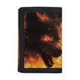 thumbnail image 1 of CHAQLIN Fire Wolf Print Foldable Tri-Fold Wallets Coin Purse, Polyester Children's Wallet Slim Trifold Card Wallet for Outdoor Sports, 1 of 7