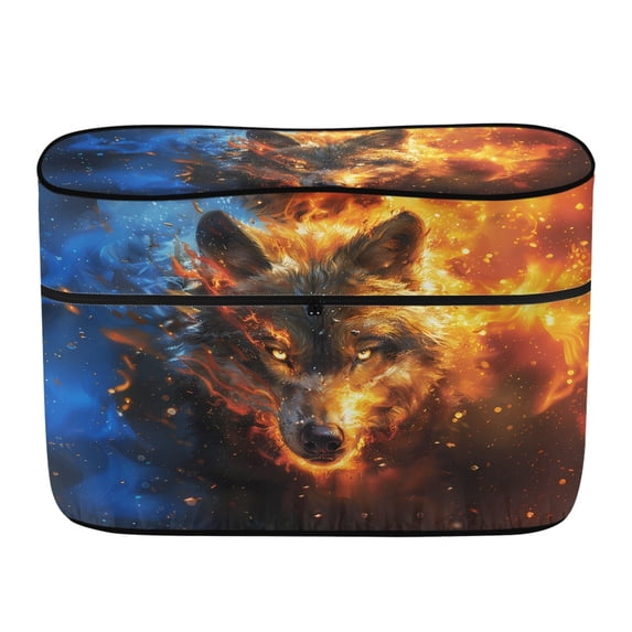 CHAQLIN Fire Wolf Print RV Propane Tank Cover with UV Resistant Weather Resistant Camper Propane Tank Cover for Camping, Polyester RV Dual Propane Tank Cover