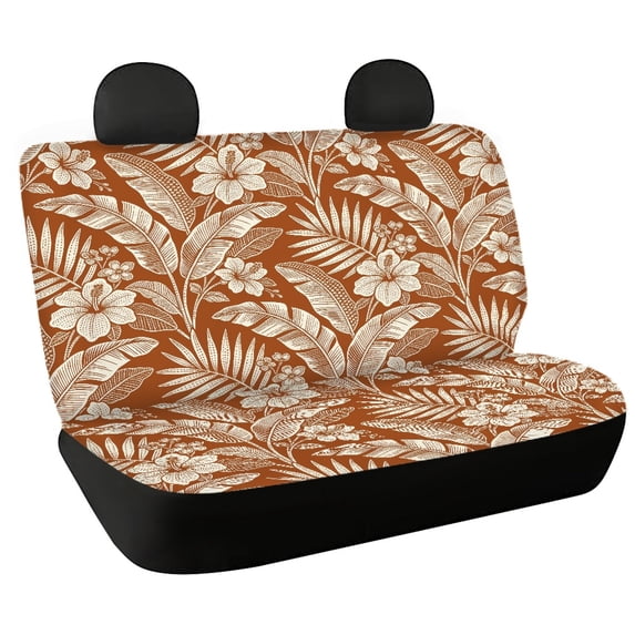 CHAQLIN Floral Leaf Car Backseat Covers for SUV, 2 Pcs Set Non-Slip Car Back Seat Covers Stretch Washable Bench Seat Covers