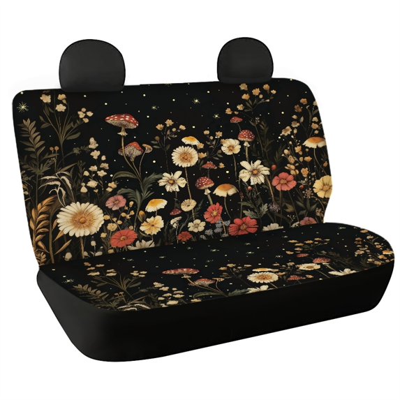 CHAQLIN Flower Non-Slip Car Back Seat Covers for Interior Auto, Dustproof Car Seat Covers Back Seat Stretch Rear Bench Seat Cover