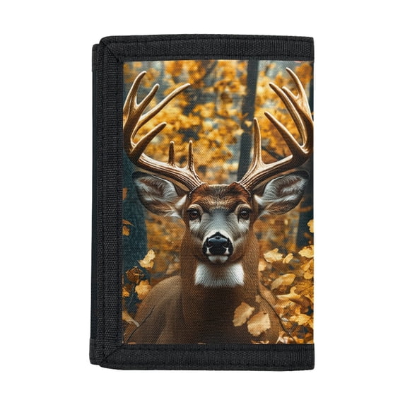 CHAQLIN Forest Deer Portrait Portable Children's Wallet, Polyester Trifold Card Wallet Protective Kids Trifold Wallet for Travel Outdoor