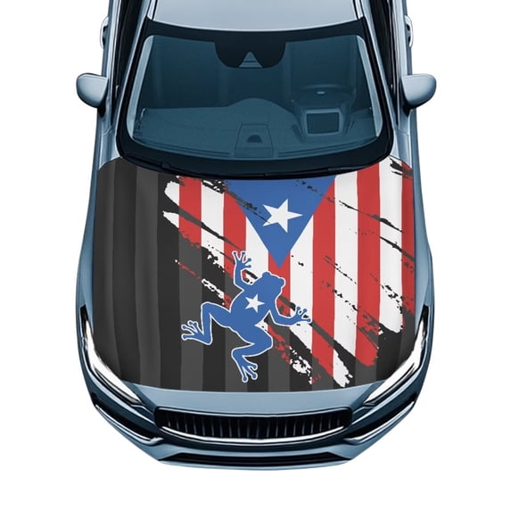 CHAQLIN Frog Car Hood Cover Puerto Rico Flag Front Hood Cover UV ...