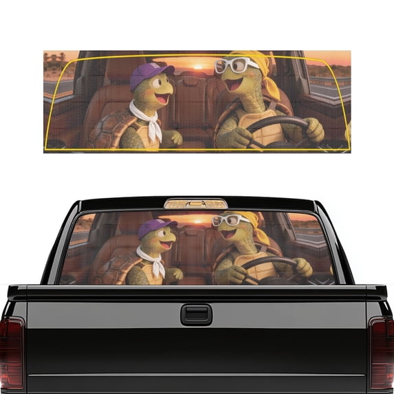 CHAQLIN Funny Turtle Print Vinyl Rear Window Decal, 66.9 x 22.4 Inch UV Protection Weatherproof Rear Window Decals for Most Trucks