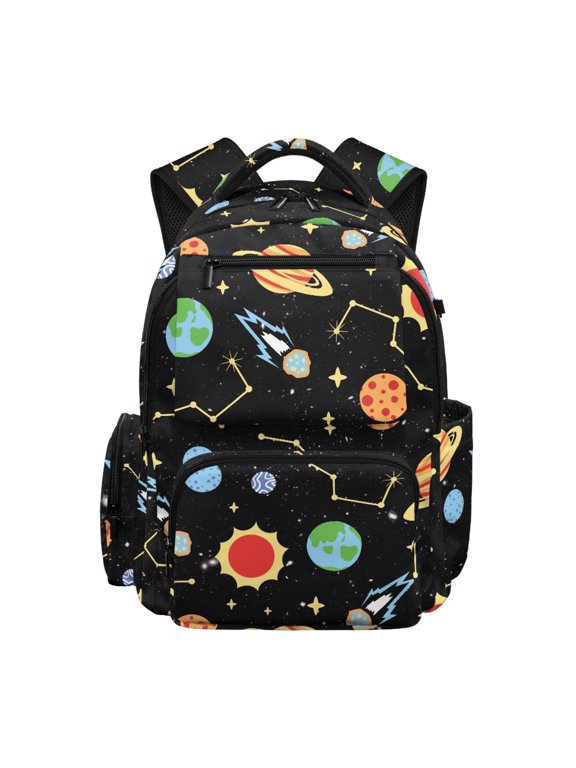 Galaxy Pattern Book Bag with Durable Adjustable Padded Straps Kids Backpack, Waterproof 17 Inch School Bag for Daily Use Travel Back to School