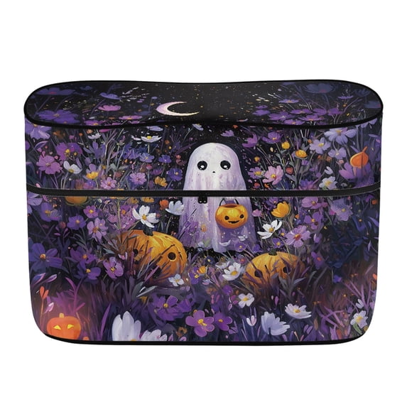 CHAQLIN Ghost Floral Pumpkin Print RV Propane Tank Cover, UV Resistant Polyester Fabric RV Dual Propane Tank Cover for Travel Camping, Waterproof RV Trailer Propane Tank Cover