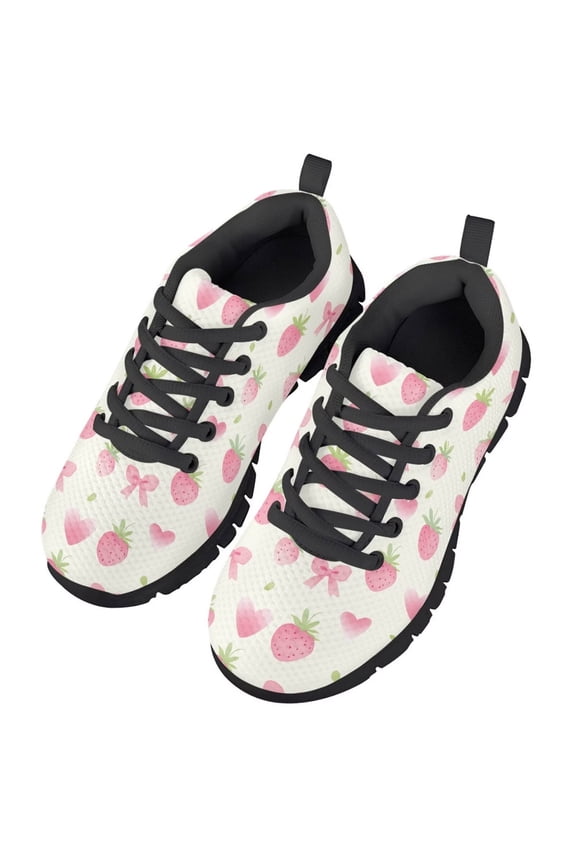 Girls Lightweight Sneakers Kids Lace-up Tennis Running Shoes Breathable Walking Shoes for Toddler