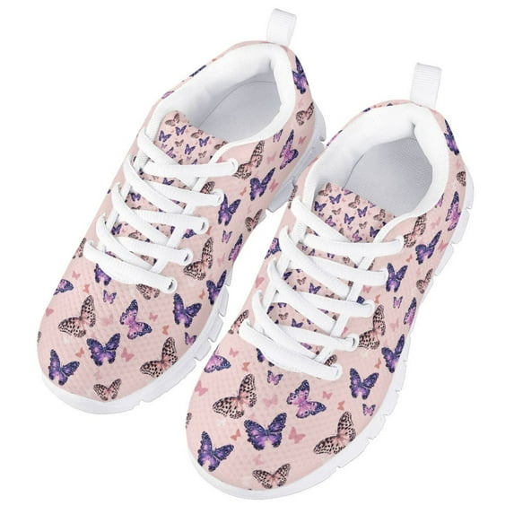 CHAQLIN Girls Lightweight Sneakers Kids Lace-up Tennis Running Shoes Breathable Walking Shoes for Toddler