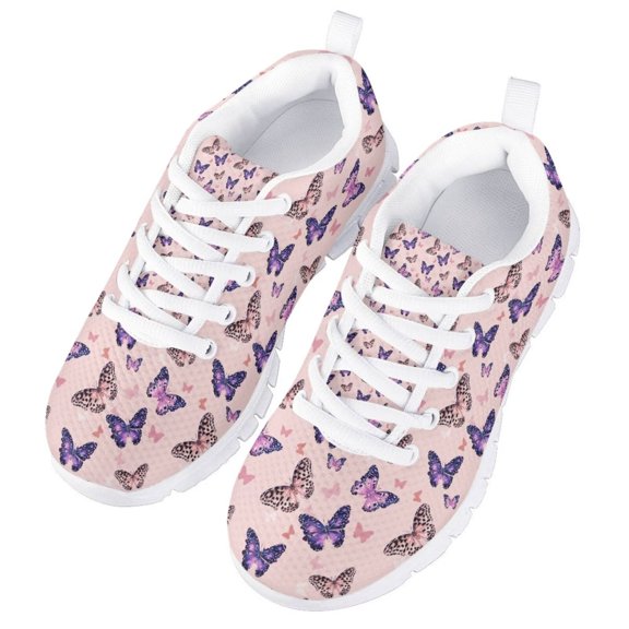 CHAQLIN Girls Lightweight Sneakers Kids Lace-up Tennis Running Shoes Breathable Walking Shoes for Toddler