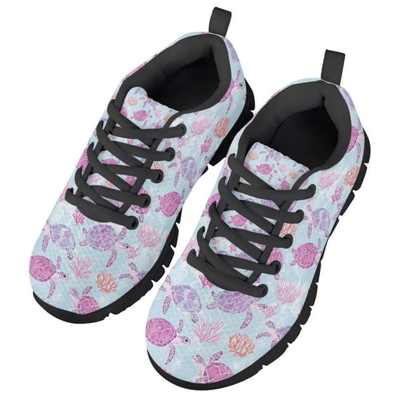 CHAQLIN Girls Party Shoes Kids Sneakers Tennis Running Shoes Lace-up Lightweight Breathable Walking Shoes