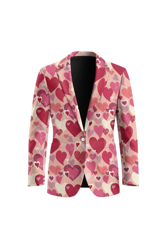 Hearts Slim Fit Versatile Blazer, with Pocket Polyester Men's Blazer Casual Sport Coats Suit Jacket for Daily Wear Business
