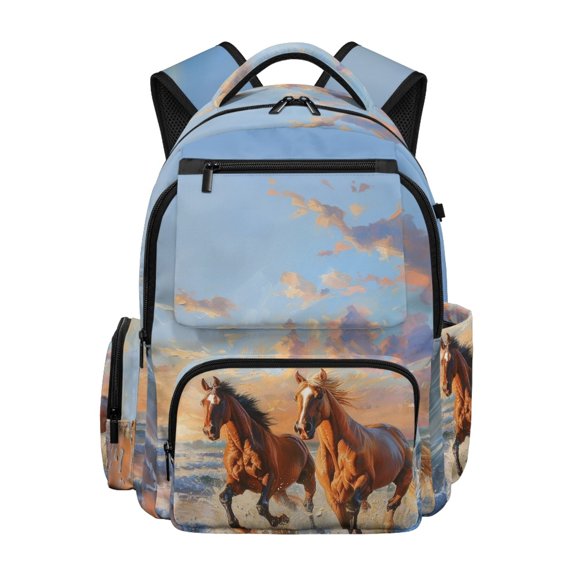 CHAQLIN Horse Design School Backpack with Water Resistant Soft School Bag, Lightweight 17 Inch Bookbag for Elementary Back to School Elementary School