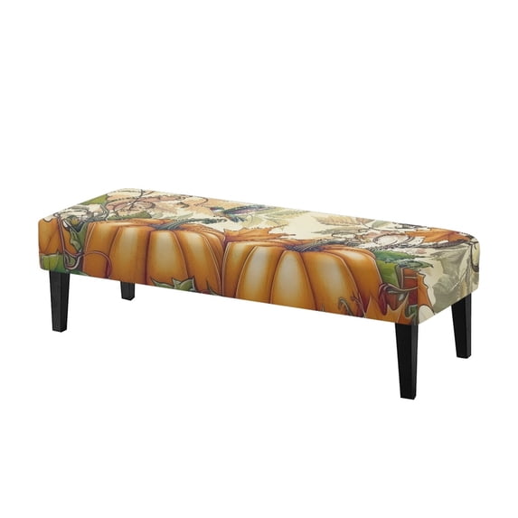 CHAQLIN Hummingbird and Pumpkin Bench Slipcover, Scratch Resistant Dining Bench Slipcover Washable Polyester Spandex Dining Room Bench Covers for Home