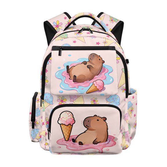 CHAQLIN Ice Cream Breathable Padded Shoulder Bookbag with multi-tasche Large Capacity Kids School Backpack, Durable 17 Inch Bookbags for Elementary Travel