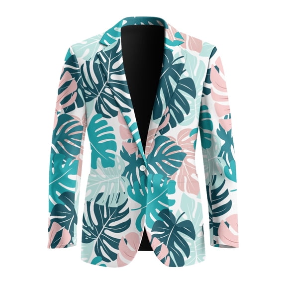 CHAQLIN Leaves Men's Suit, One Button Blazer Elegant Polyester Men's Suit Jackets for Business