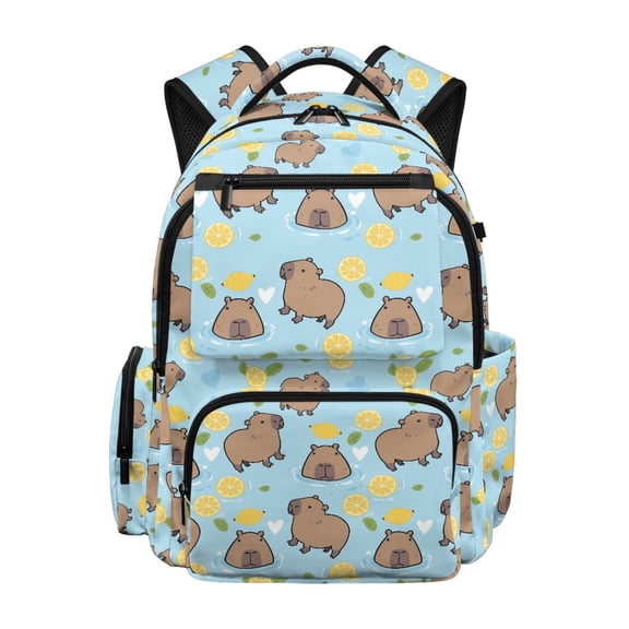 CHAQLIN Lemon Float Capybara Breathable Padded Bookbag with Lightweight Adjustable Strap Casual Book Bag, Durable 17 Inch Casual Daypack for School Back to School