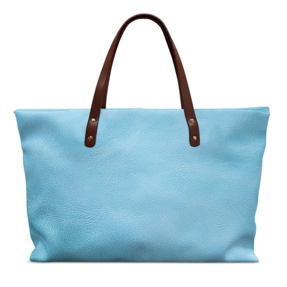 CHAQLIN Light Blue Leather Texture Portable Top Handle Tote Bag, Top Handle Bag with with Zipper Reversible Tote Handbag for Travel Shopping