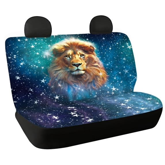 CHAQLIN Lion and Star Pattern Non-Slip Auto Seat Cushions for Car Interior Automotive, Waterproof Rear Seat Covers Stretch Back Seat Protectors