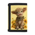 thumbnail image 1 of CHAQLIN Little Cow Sunflower Design Teen Wallets for Outdoor, Polyester Fabric Children's Wallet with Foldable Dustproof Toddler Trifold Wallet, 1 of 7