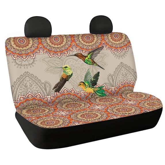 CHAQLIN Mandala & Hummingbird Design Rear Seats Protectors with SUV Car, Durable Stretchable Full Wrap Rear Seat Covers(2 Piece)