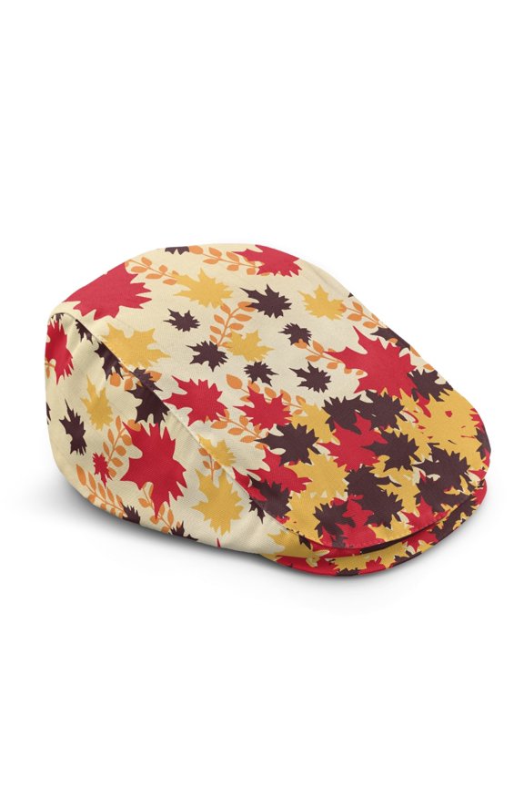 Maple Leaves Pattern Forward Newsboy Hat, Wrinkle-Resistant Light Flat Ivy Hat All-Season Flat Cap for Summer Street