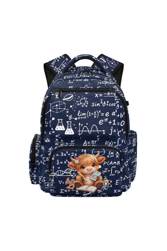 Math Formula 17" Bookbag with Large Capacity, Durable Polyester Backpack for Elementary School Study
