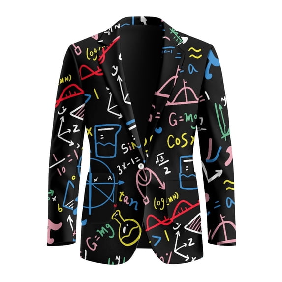 CHAQLIN Math Formula Print Polyester Slim Fit Casual Blazer for Men with Regular Fit, Classic Fit with Pocket Mens Blazer Jackets for Office