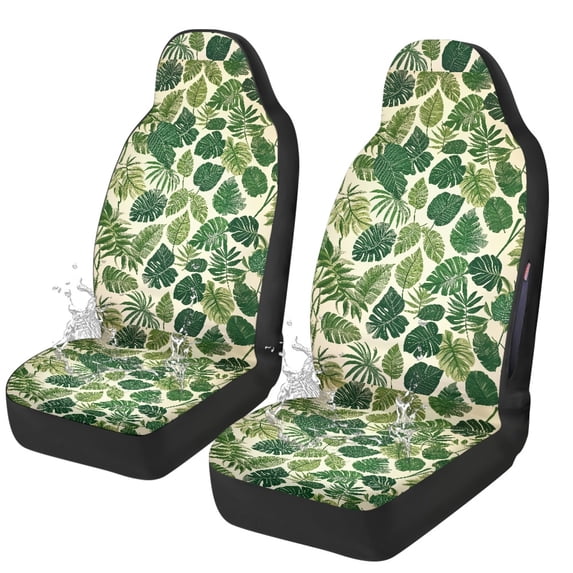 CHAQLIN Monstera Leaves Durable Car Seat Covers for Auto, Stretch Universal Front Car Seat Covers Waterproof Polyester Fabric Vehicle Seat Protector