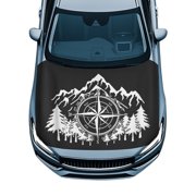 CHAQLIN Mountain Compass Car Hood Cover for Outdoor Decoration Waterproof All Weather Protection Car Hood Cover Protector Mountain Compass