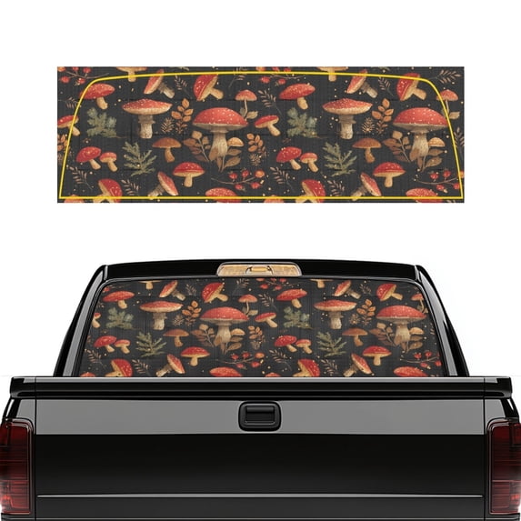 CHAQLIN Mushroom Vinyl Back Window Decal, 66.9 x 22.4 Inch Anti-Fade Durable Car Rear Windshield Sunshade for Most Trucks