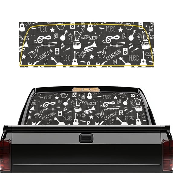 CHAQLIN Music notes Automotive Decals for Most Pickup Trucks, Vinyl Anti-UV Truck Rear Window Decal with Perforated