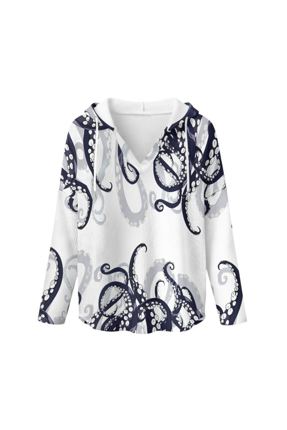Octopus Tentacle Ladies Fashion Hoodies for Women, Elastic Polyester Long Sleeve Pullover Sweatshirts Loose Fit for Casual Daily Wear