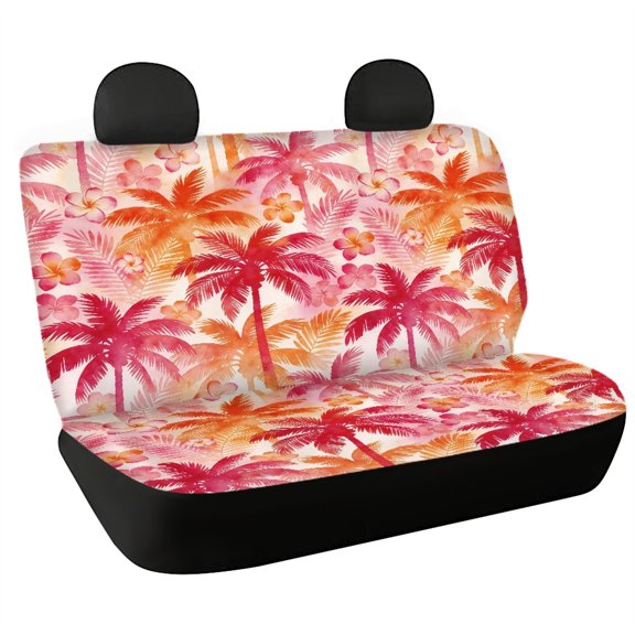 CHAQLIN Palm Tree Plumeria Rear Bench Seat Covers, 2 Piece Non Slip Washable Seat Covers for Cars, Trucks and Vans, Quick Dry Durable Back Seat Protectors