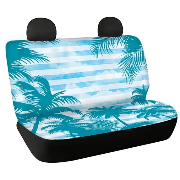 CHAQLIN Palm Tree Stripe Full Wrap Rear Seat Cushion Covers for Automotive Car Interior, Non-Slip Rear Seats Protectors Elastic Edge Rear Bench Seat Covers