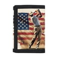 thumbnail image 1 of CHAQLIN Patriotic Boys Trifold Wallet Featuring Flag Golf, Polyester Fabric Compact Pouch for Outdoor Sports and School Use, 1 of 7