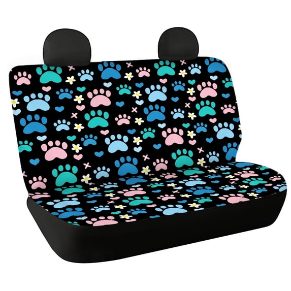 CHAQLIN Paw Print Stretch Auto Seat Cushions for Car Interior Travel, Non-Slip Rear Seat Covers Waterproof Rear Bench Seat Cover