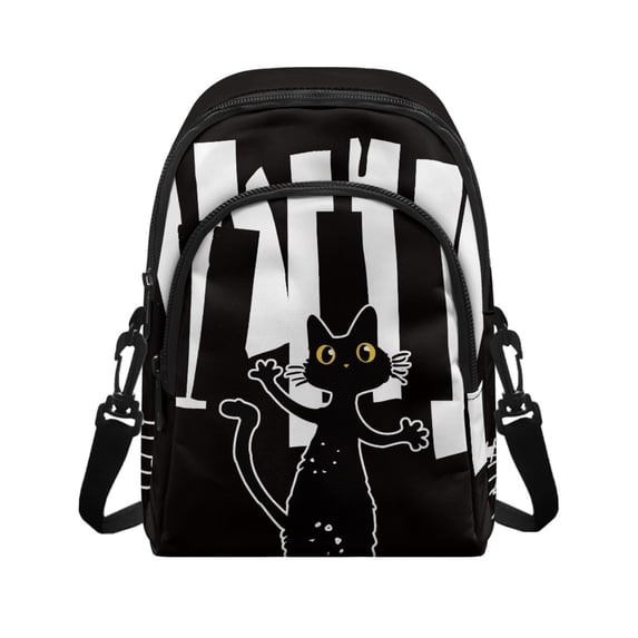 CHAQLIN Piano Cat Music Print Sling Bag for Shopping Casual, Lightweight Crossbody Bag Polyester Adjustable Strap Small Crossbody Wallet