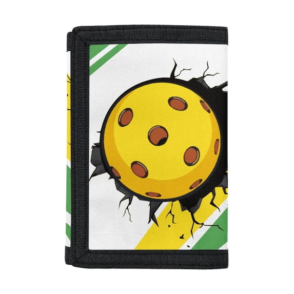 CHAQLIN Pickleball Cracked Print Children's Wallet for Outdoor, Polyester Trifold Card Wallet with Lightweight Portable Kids Trifold Wallet