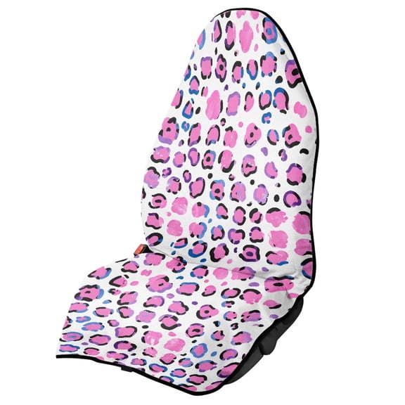 CHAQLIN Pink Leopard Print Terry Cloth Car Seat Cover Soft, Suitable for Bucket Seat Van Truck Seat, Car Seat Towel Cover for Trucks Vans