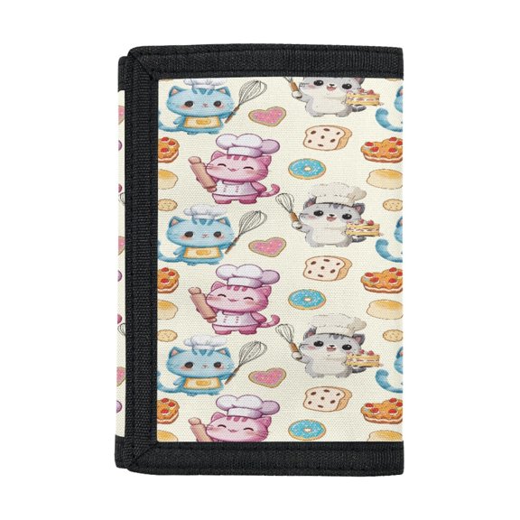 CHAQLIN Polyester Children Wallets with Thin Portable Children's Wallet for Everyday, Chef Cat Design Trifold Card Wallet