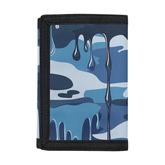 CHAQLIN Polyester Children's Wallet with Dustproof Lightweight Trifold Card Wallet for Daily Use, Blue Drip Camouflage Kids Trifold Wallet