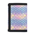 thumbnail image 1 of CHAQLIN Polyester Children's Wallet with Zipper Lightweight Kids Trifold Wallet for Outdoor Sports, Mermaid Scales Cover Trifold Card Wallet, 1 of 6