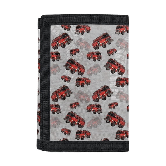 CHAQLIN Polyester Coin Pockets with Wear-Resistant Easy Access Children's Wallet for Outdoor Sports, Fire Engine Pattern Trifold Card Wallet