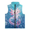 thumbnail image 1 of CHAQLIN Polyester Girls Fleece Vest Jacket with Stand Collar, Aquatic Axolotl Bubbles With Pockets Sleeveless Fleece Jacket for Winter Fall, 1 of 6
