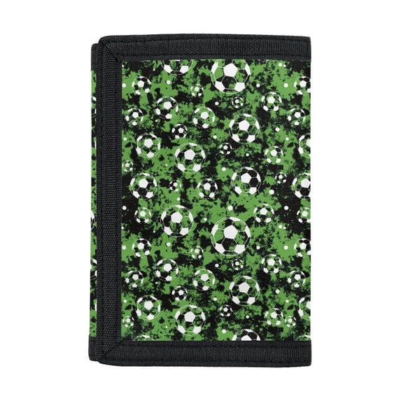 CHAQLIN Polyester Kids Trifold Wallet with Lightweight Easy Access Trifold Card Holder for Travel, Soccer Ball Splatter Print Children's Wallet