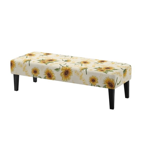 CHAQLIN Polyester Spandex Fabric Bench Covers for Bedroom Living Room, Scratch Resistant Easy Wash Bench Protector, Sunflower Musical Note