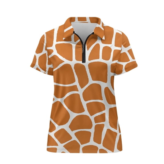 CHAQLIN Quick Dry Polo Shirts for Golf Travel Sports Training, Polyester Lightweight V Neck Athletic Shirts, Giraffe Print