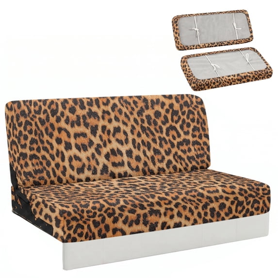 CHAQLIN RV Couch Covers Anti-Slip Elastic Stretch, Compatible with Motorhome Camper Jackknife Sofa Bed Leopard Print Slipcovers