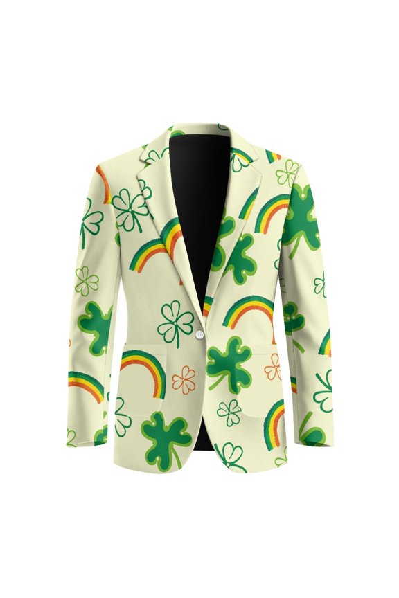 Rainbow Clover Polyester Suit Jackets with Multiple Pockets, Slim Slim Fit Sport Coat for Casual