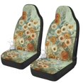 thumbnail image 1 of CHAQLIN Retro Daisy Pattern Car Front Seat Cover Set Polyester Washable Easy to Install Front Car Seat Covers for Interior Accessories, 1 of 11